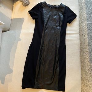 Black leather Danier T Shirt mini dress